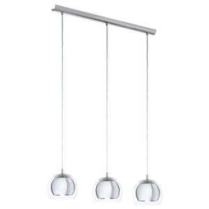 EGLO Hanglamp ROCAMAR Hanglamp, metaal in chroom en glas in helder, eettafel lamp, E27 (1 stuk)