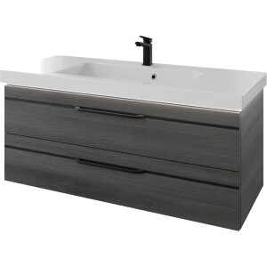 Saphir Wastafelonderkast Serie Balto mineraalmarmeren wastafel met onderkast, 123 cm breed Wastafelmeubel met 2 laden, badkamerkast in verschillende uitvoeringen (2-delig)