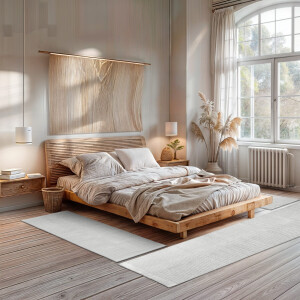 my home Set slaapkamerkleedjes Wolldroom puur Omkeerbaar tapijt, handgeweven, uni-kleuren, 100% wol, woonkamer