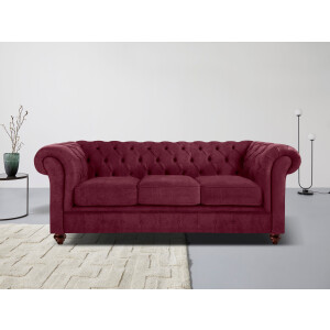 Home affaire Chesterfield-bank Chesterfield 3-zits B/D/H: 198/89/74 cm met hoogwaardige knoopdetails, ook in leer