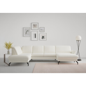 sit&more Zithoek Fashion U-vorm naar keuze met verstelbare hoofdsteun, uittrekzitting, motorisch, metalen poten