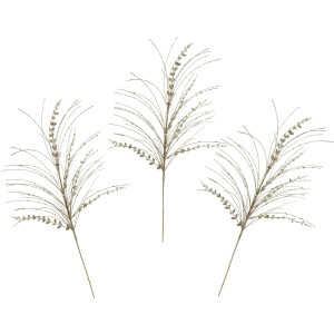I.GE.A. Winterse kunstplant Kunsttak, kunstmatige kersttak met bladeren met glitter en decoratieve stenen, 3-delige set, kerstdecoratie (set, 3 stuks)