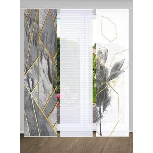 HOME in green Paneelgordijn Signum SET DIGITALE PRINT, BAMBOELOOK GERECYCLED (3 stuks)