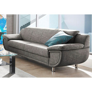 TRENDMANUFAKTUR 3-zitsbank Rondo, breedte 207 cm, brede armleuningen, chromen poten Big-sofa optioneel met bonnellvering, in verschillende bekledingen bestelbaar