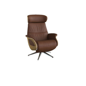 FLEXLUX Relaxfauteuil Clement praktische elektrische fauteuil Maat M, elektrische rug- en voetensteun, accu, armleuning Eiken, aluminium voet