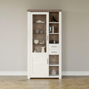 set one by Musterring Staande vitrinekast York Type 05 en 06, met Glazendeur, verlichting optioneel, hoogte 207 cm