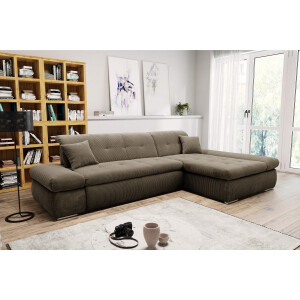 DOMO collection Hoekbank Moric Luxe - BxDxH 300x172x80 cm, XXL-formaat L-vorm, 140kg belasting/zitplaats, in cord, chenille, kunstleer