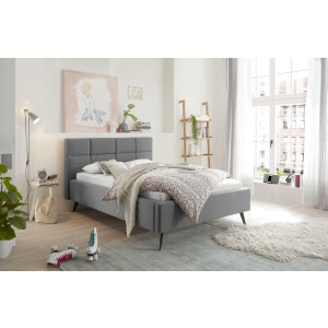 set one by Musterring Gestoffeerd bed Cary naar keuze met matras en lattenbodem, zwarte metalen poten