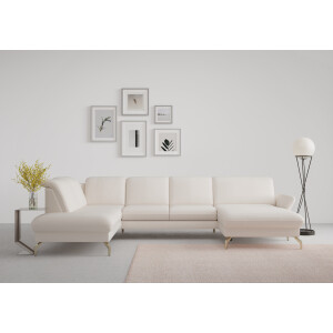 sit&more Zithoek Fashion U-vorm naar keuze met verstelbare hoofdsteun, uittrekzitting, motorisch, nikkel poten