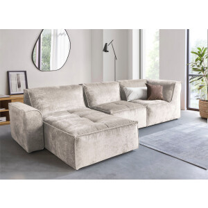 RAUM.ID Hoekbank Monolid L-vorm Afzonderlijke module voor combinatie op maat, bekleding in teddy-look (4-delig)