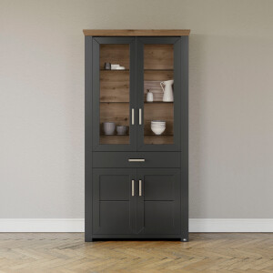 set one by Musterring Staande vitrinekast York Type 18, met twee glazen deuren, in 3 kleurvarianten, hoogte 207 cm