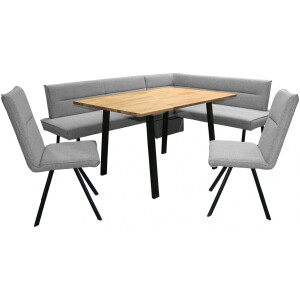 Home affaire Eethoek Sava Hoekbank met nosagvering in de zitting, massief eiken tafel (set, 4-delig)