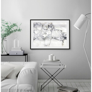 queence Wanddecoratie Grijze marmer HD premium posterdruk incl. houten lijst (1 stuk)