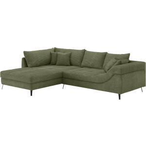 Mr. Couch Hoekbank Portofino L-vorm 4 bekledingskwaliteiten, 13,5 cm hoge metalen profielvoeten in mat zwart