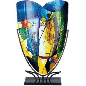 Casablanca by Gilde Tafelvaas Magic, decoratieve vaas van glas, met zwarte metalen voet (1 stuk)