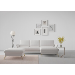 sit&more Hoekbank Fashion L-vorm naar keuze met verstelbare hoofdsteun, uittrekzitting, motorisch, nikkel poten