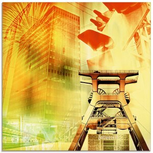 Artland Print op glas Essen skyline abstracte collage I