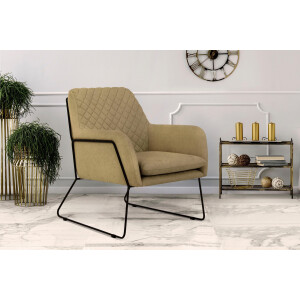 Leonique Fauteuil Olo cocktailsessel met ruit-stempeldruk in de rugleuning en beugelonderstel van metaal