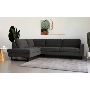 Places of Style Hoekbank Pinto, 290 cm, ottomaan links/rechts Cord, fijncord, luxe-microvezel leer en chenille