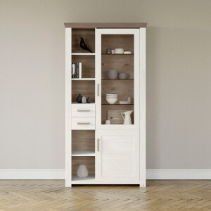 set one by Musterring Staande vitrinekast York Type 05 en 06, met Glazendeur, verlichting optioneel, hoogte 207 cm