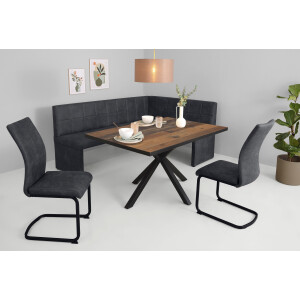 HELA Eethoek Spree Eettafel 140x90 cm met dikke rand, microvezel bekleding(4-delig)