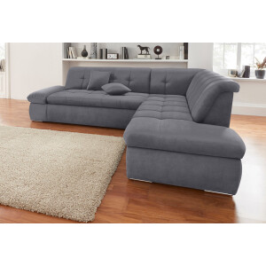 DOMO collection Hoekbank NMoric incl. decoratiekussen B/D/H: 273/216/80 cm L-vorm Ottoman aan uiteinde, optioneel met slaapbank functie en verstelling armleuning