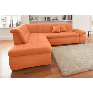 DOMO collection Hoekbank NMoric incl. decoratiekussen B/D/H: 273/216/80 cm L-vorm Ottoman aan uiteinde, optioneel met slaapbank functie en verstelling armleuning