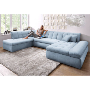 DOMO collection Zithoek Moric Luxus incl. sierkussen U-vorm, tot 140 kg per zitplaats belastbaar, XXL B/D/H: 353/216/80 cm