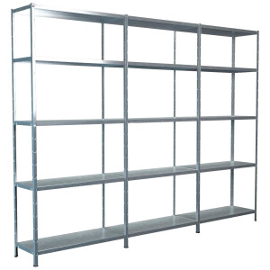 SCHULTE Regalwelt Stellingkast Montagesysteem basis- en 2x aanbouwkasten Metaal verzinkt, 2000x3600x350 mm, 15 planken