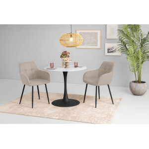 HELA Eethoek MOSEL Tafel 90x75 cm, ronde plaat, gesinterde steen, armleuningsstoel (3-delig)