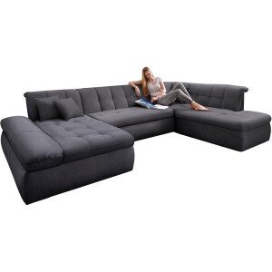 DOMO collection Zithoek Moric Luxus incl. sierkussen U-vorm, tot 140 kg per zitplaats belastbaar, XXL B/D/H: 353/216/80 cm