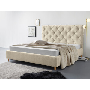 Leonique Gestoffeerd bed LOUANNE met mooie capitonnage aan de achterkant, met bedkist