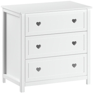 Vipack Kast Amori met 3 ruime lades, hier heeft u alles binnen handbereik Lades met hart ornament, uitvoering deels massief met MDF, wit gelakt