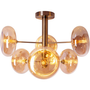 näve Plafondlampen ORION Glazen kappen, 6-armig G9, excl. lichtbronnen, messing-mat, D: 53cm (1 stuk)