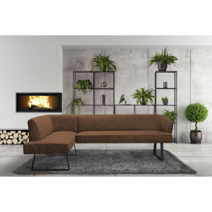 exxpo - sofa fashion Hoekbank Americano met opstaande naad en metalen poten, bekleding in verschillende kwaliteiten
