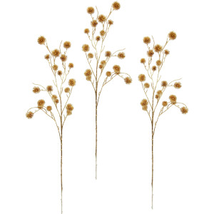 I.GE.A. Kunstbloem Distel Kunstmatige mini disteltak, gouden metallic, 3-delige set (3 stuks)