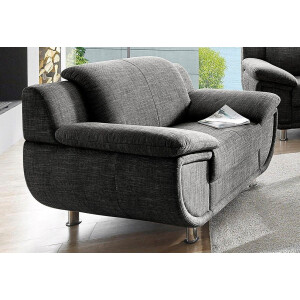 TRENDMANUFAKTUR Fauteuil Rondo, breedte 121 cm, brede armleuningen, chromen poten