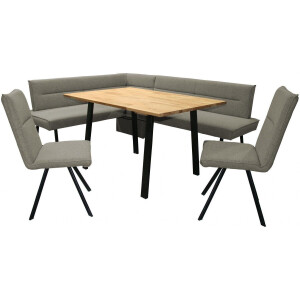 Home affaire Eethoek Sava Hoekbank met nosagvering in de zitting, massief eiken tafel (set, 4-delig)