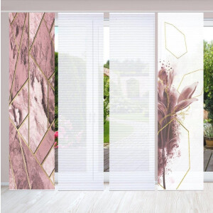 HOME in green Paneelgordijn Signum SET DIGITALE PRINT, BAMBOELOOK GERECYCLED (4 stuks)
