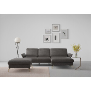 sit&more Hoekbank Fashion L-vorm naar keuze met verstelbare hoofdsteun, uittrekzitting, motorisch, nikkel poten