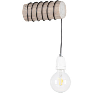 SPOT Light Wandlamp TRABO PORCIA Retrodesign met porselein en grenenhout, hout grijs gebeitst
