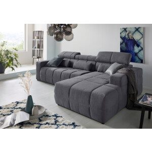 DOMO collection Hoekbank Brandon grote uitvoering B/D/H: 289/177/80 cm, ook in leer en cord met hoofdsteunverstelling, optionele zitdiepteverstelling, l-vormig