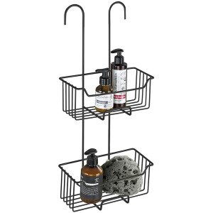 WENKO Badkamerrekje Modell Milo Douche-caddy, 2 etages, om in te hangen zonder boren, roestvrij staal