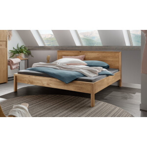 Home affaire Massief houten ledikant Huven tweepersoonsbed, Houten bed Eik massief met laag voetdeel en hoofdeinde met houten frame (1-delig)
