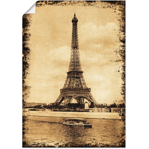 Artland Poster Parijs - Eiffeltoren Vintage als artprint op linnen, muursticker of poster in verschillende maten