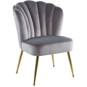 Kayoom Stoel Lalie 125, rugleuning in retro-stijl, opvallende rugleuning Rugleuning in schelpontwerp, fluwelen bekleding, gouden metalen poten (1 stuk)