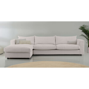 LeGer Home by Lena Gercke Hoekbank Avelina Breedte 297 cm, in cord- en chenille-stof, rugkussen met veren (2-delig)