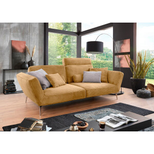 set one by Musterring Megabank SO 4500 Voeten chroomkleurig, optioneel met hoofdsteun, breedte 260cm, in cord