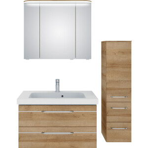 Saphir Badkamerserie Balto sprint 3-delig, mineraalmarmeren wastafel met led-spiegelkast (4-delig)