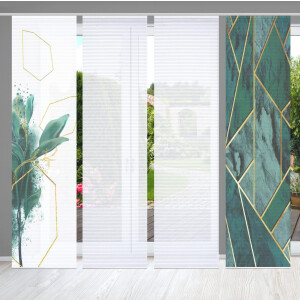 HOME in green Paneelgordijn Signum SET DIGITALE PRINT, BAMBOELOOK GERECYCLED (4 stuks)